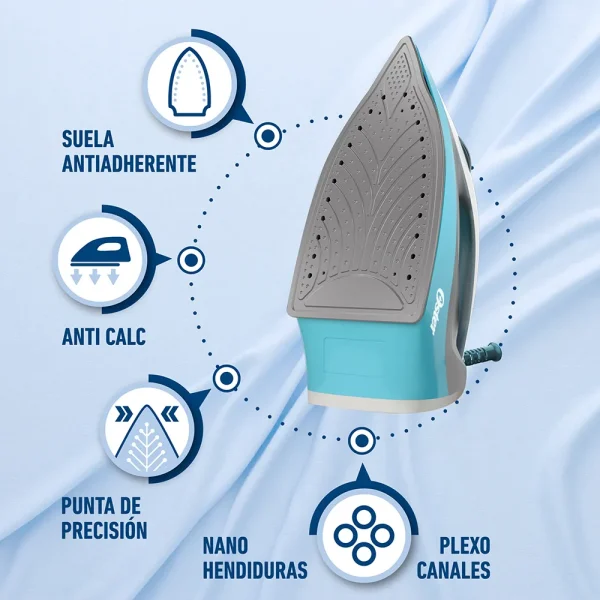 OSTER PLANCHA DE VAPOR 40% AEROCERAMIC CELESTE - Imagen 4