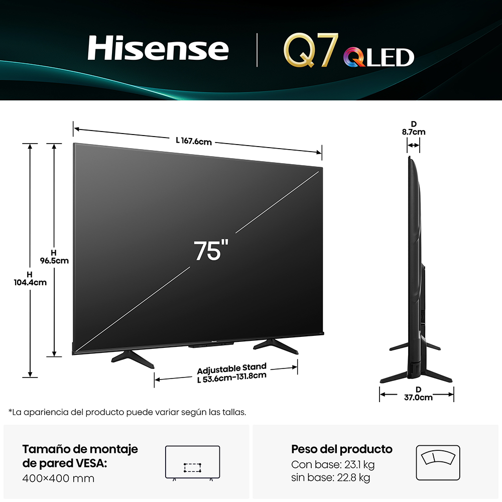 HISENSE TELEVISOR QLED 75 GAMING MODELO Q7QG - Imagen 6